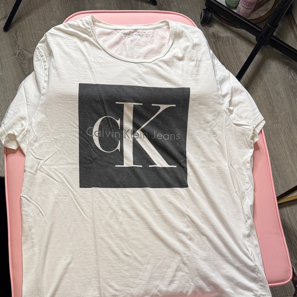 Calvin Klein White Tee with Black Logo